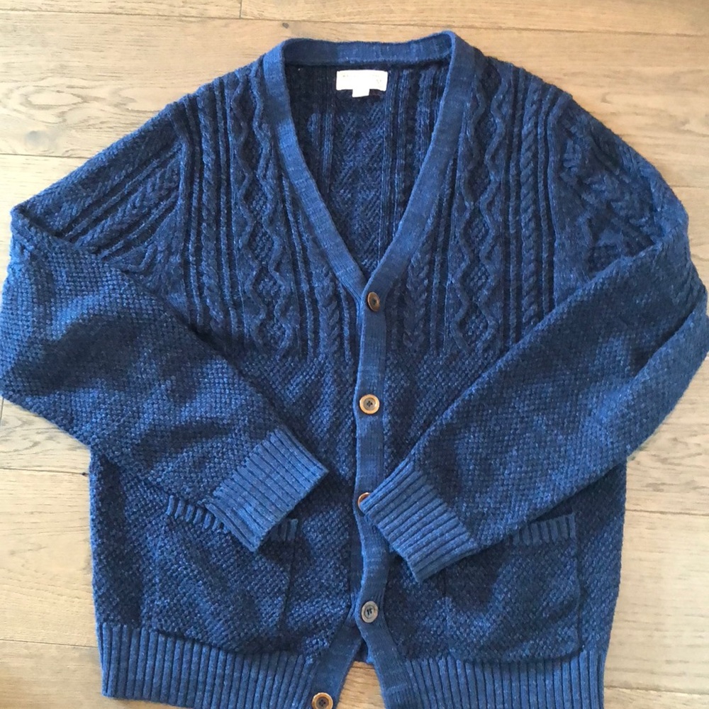 Men’s mixed stitch cotton cardigan sweater